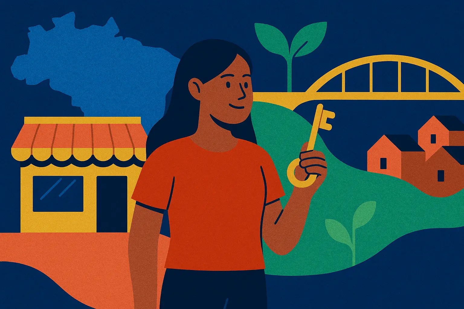 Isenção de impostos para jovens empreendedores em ilustração com jovem diante de pequena empresa